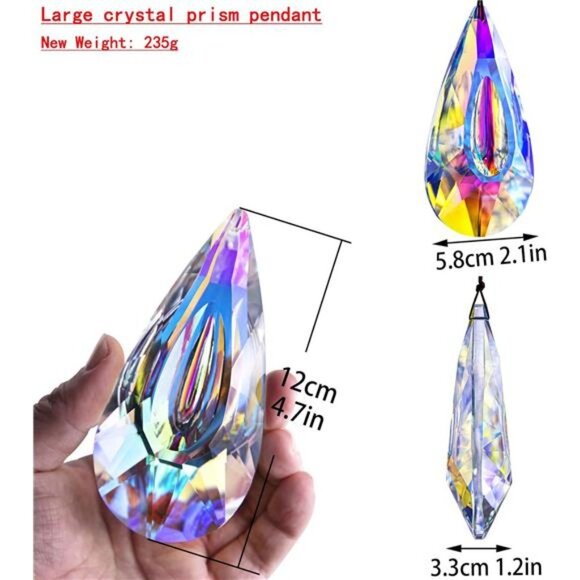 120mm Crystal Prism Suncatcher Window Hanging Sun Catchers AB Colored Crystals - Picture 2 of 7